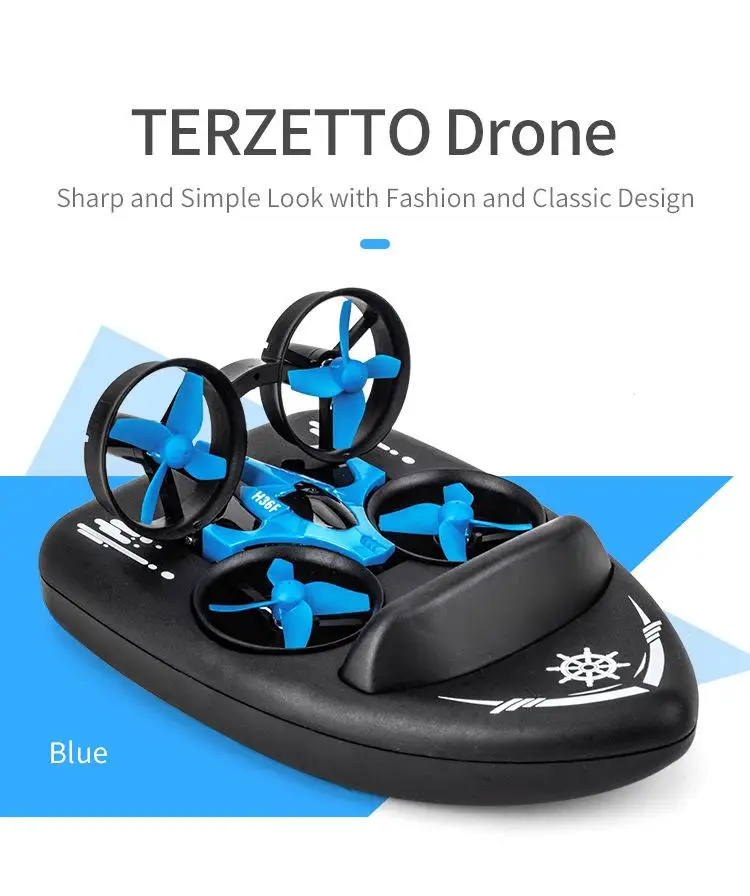 

JJRC H36F Mini Drone RC Quadcopter TERZETTO 3 in 1 Water Ground Air 3-Mode Altitude Hold Headless RC Helicopter Gift for Kids