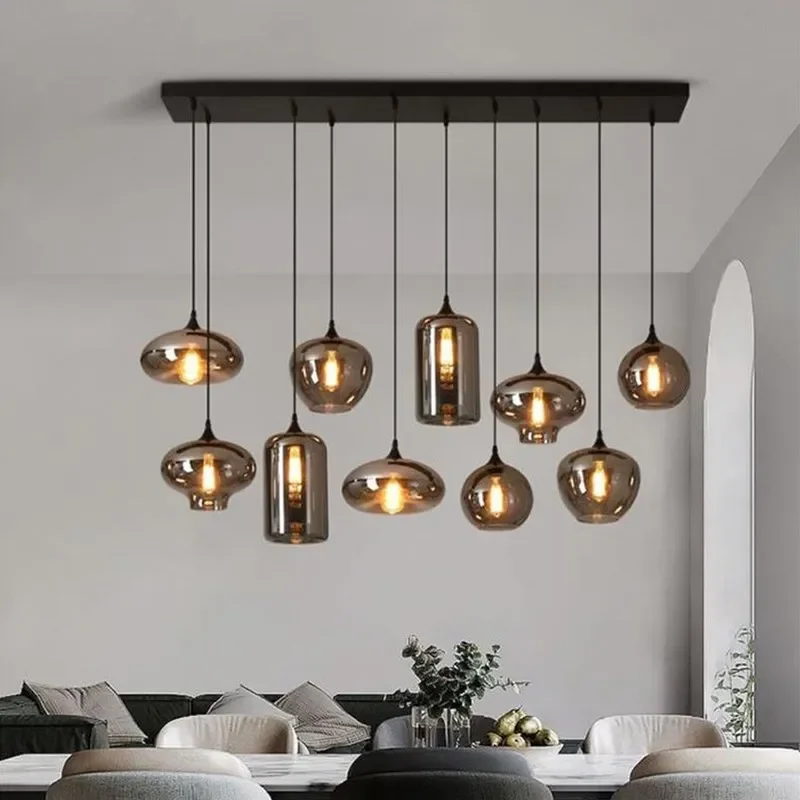 

Nordic Glass Chandelier Multi-heads Combination Modern Dining Room Pendant lamp Living Room Deco Lighting Home Fixtures Hanglamp