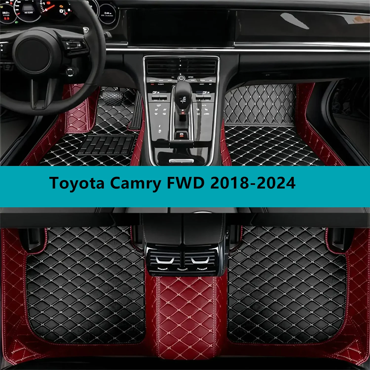 Полный комплект автомобильных ковриков для Toyota Camry FWD 2018-2024 кожаные коврики