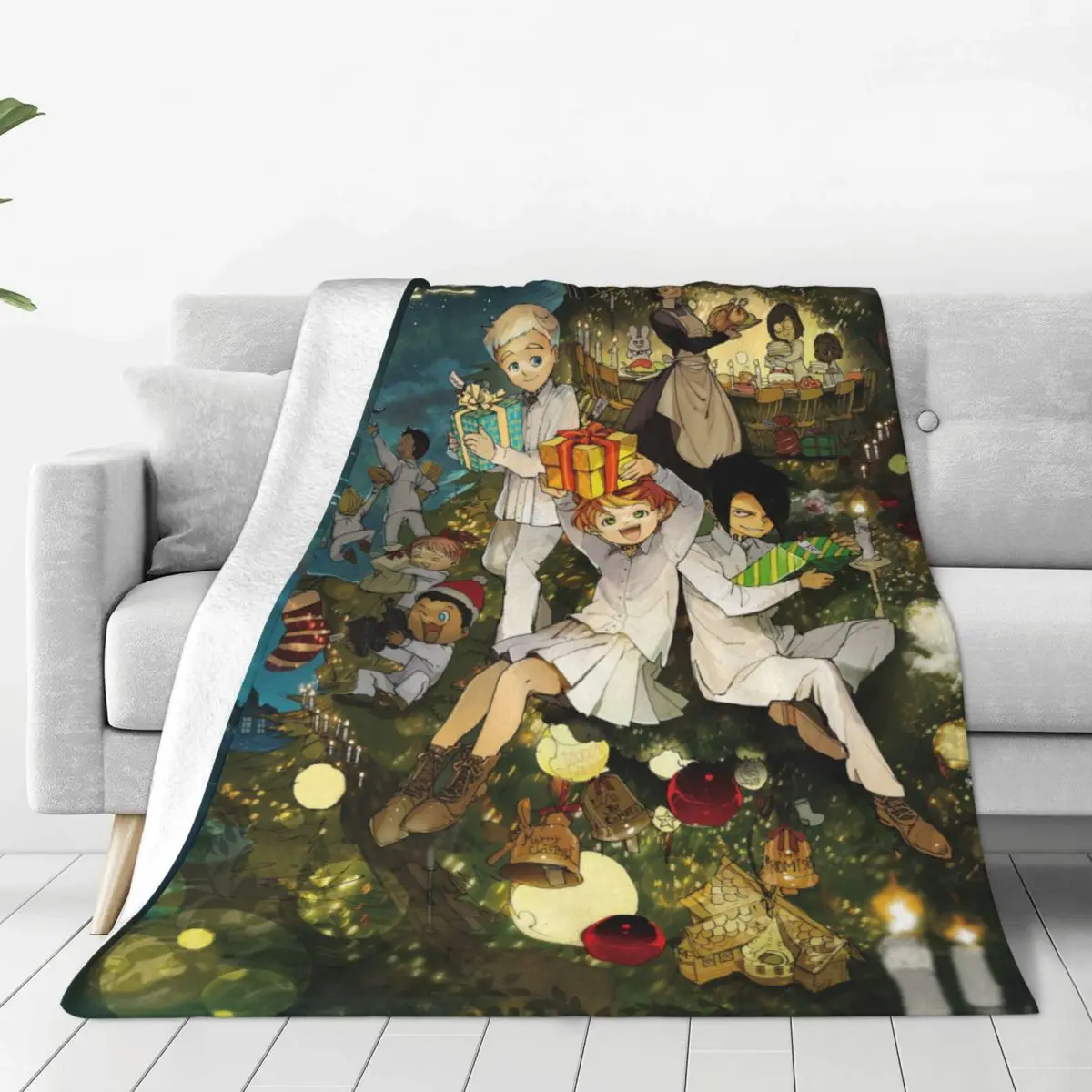 

The Promised Neverland Ray Blanket Fleece Decoration Anime Yakusoku no Neverland Soft Throw Blankets for Home Bedroom Quilt