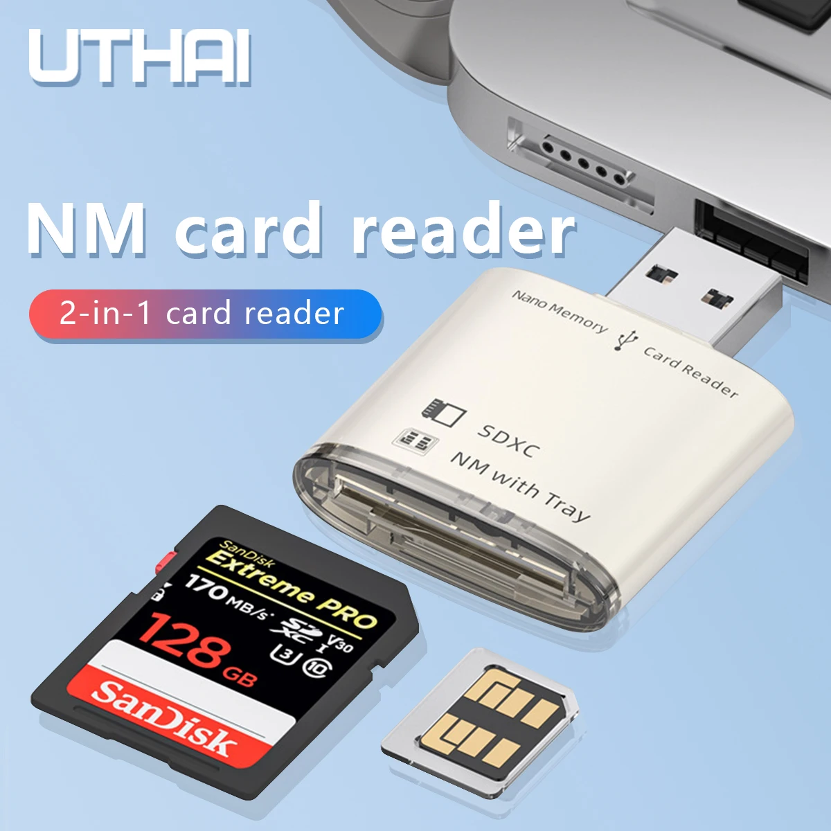 Nuovo lettore di schede NM Computer USB multifunzione SD Dual Card metallo due in uno compatibile con sistema Windows/Mac OS/Linux