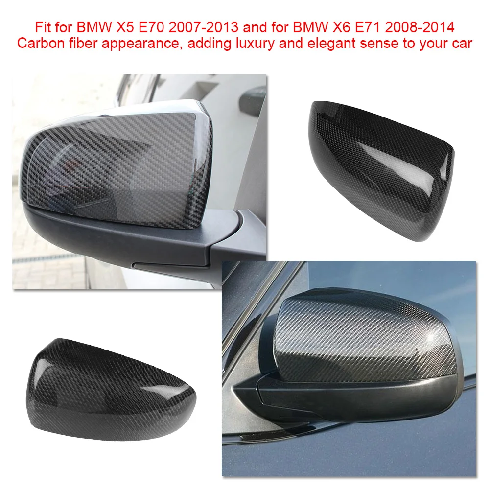 

1 Pair Carbon Fiber Side Rear View Mirror Cover Trim For BMW X5 E70 2007-2013 For BMW X6 E71 2008-2014 Rearview Mirror Housing