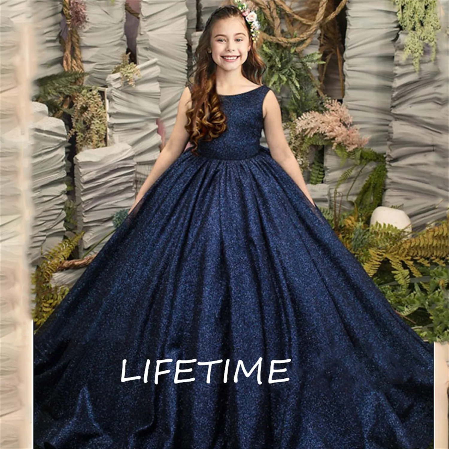 

Платье в пол для девочки с цветочным принтом 2023, Свадебное бальное платье с аппликацией, платье принцессы для первого причастия, Тюлевое простое детское платье