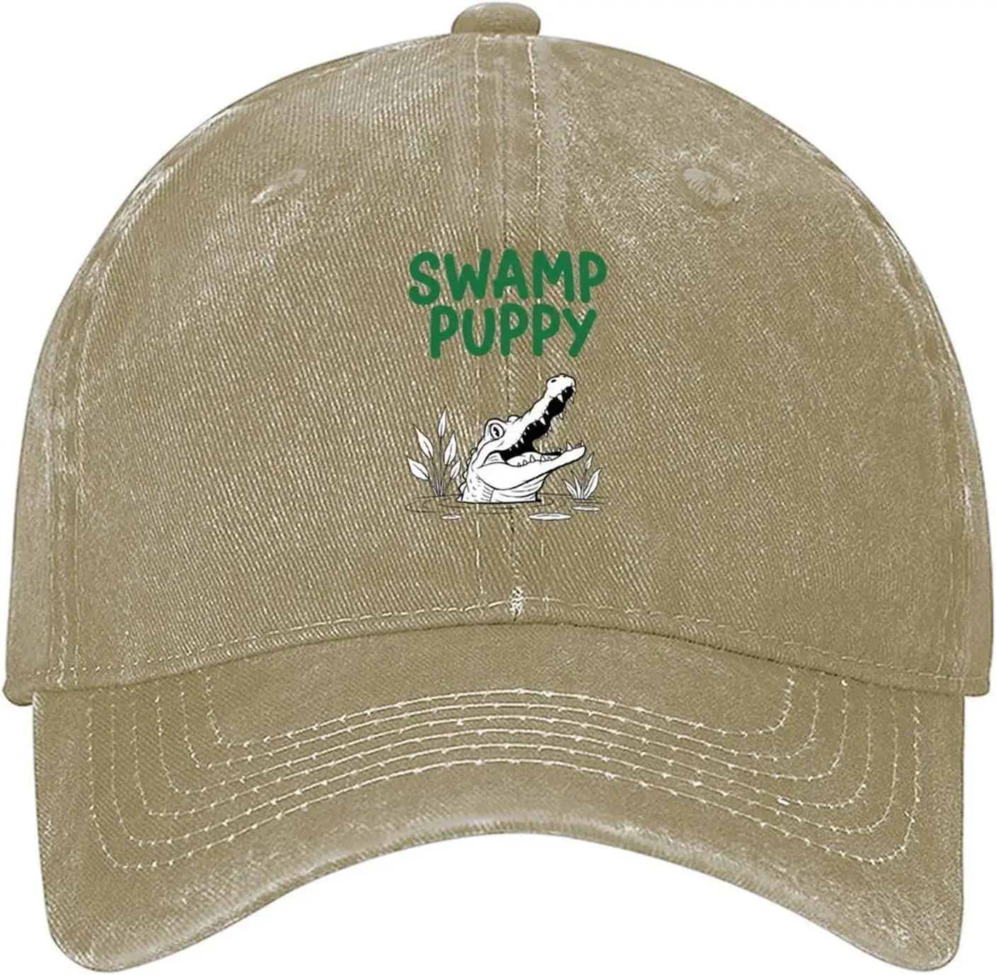 Фото Бейсбольная джинсовая кепка с рисунком Swamp Puppy Aligator, регулируемая хлопковая повседневная шляпа для папы №1