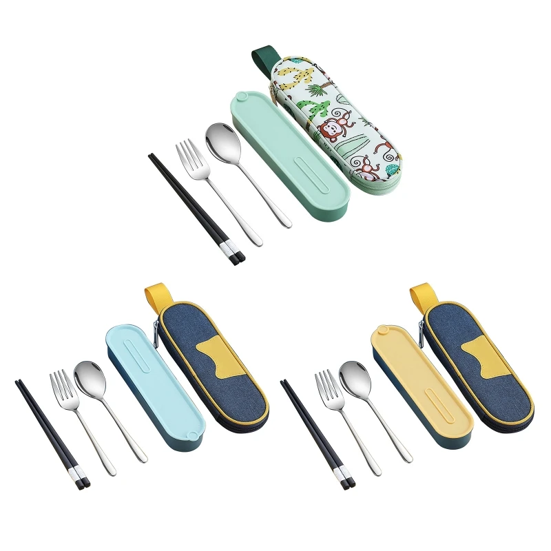 

Набор столовых приборов F1CD из нержавеющей стали, 3 предмета, вилка, ложка, палочки для еды, для повседневного использования в кемпинге