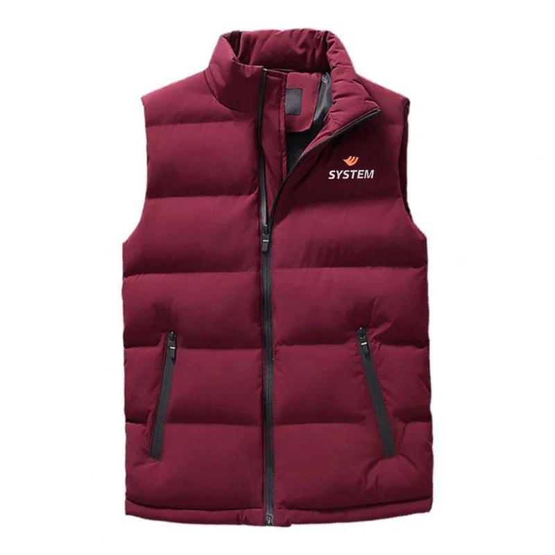 Fashion Brand SYSTEM Men's Sleeveless Vest Jacket Winter Fashion Men's Cotton Vest Jacket Men's Stand Collar Warm Vest Clothes
