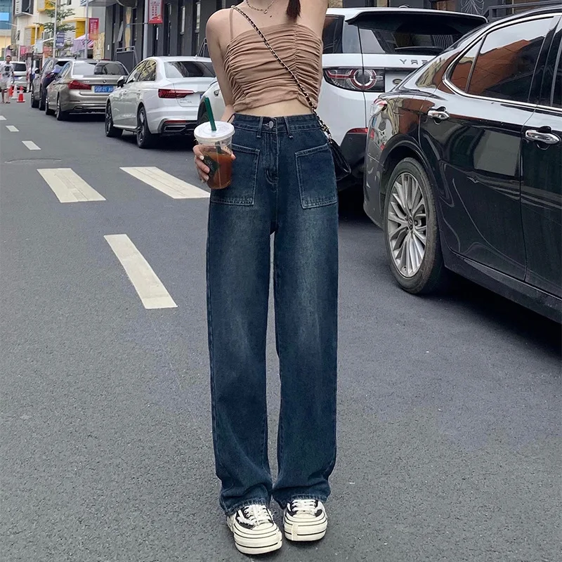 Straight Leg Jeans For Women High Waist 2022 American Trend Denim Pants Mom Jean Baggy Pants Casual Comfort Oversize Trousers