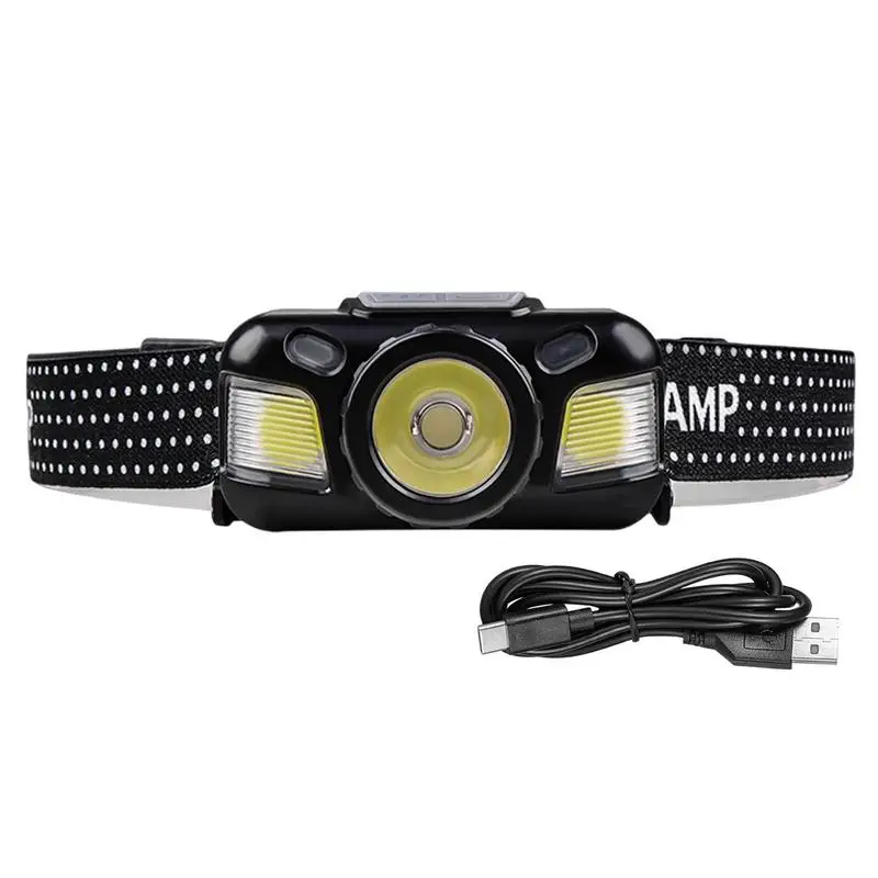 

Rechargeable Headlamp Rechargeable Flashlight IPX4 Waterproof Headlamps Elastic Webbing Headlight With Motion Sensor & 3 Modes