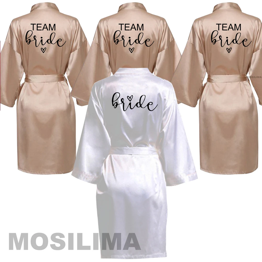 

Satin Silk Robes Wedding BathRobe Bride Bridesmaid Dress Gown Women Clothing Sleepwear SP233