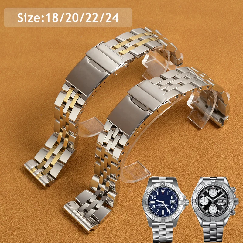 

18Mm 20Mm 22Mm 24Mm Roestvrij Stalen Horloge Band Armband Voor Breitling Chronomat