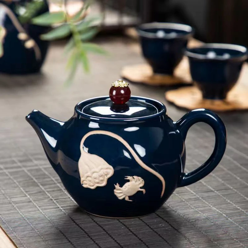 

Новый стиль, керамический чайник из агата, чайные горшки, набор чайных чашек, чайная посуда, чайник с подогревом, китайская кружка, сервис дл...