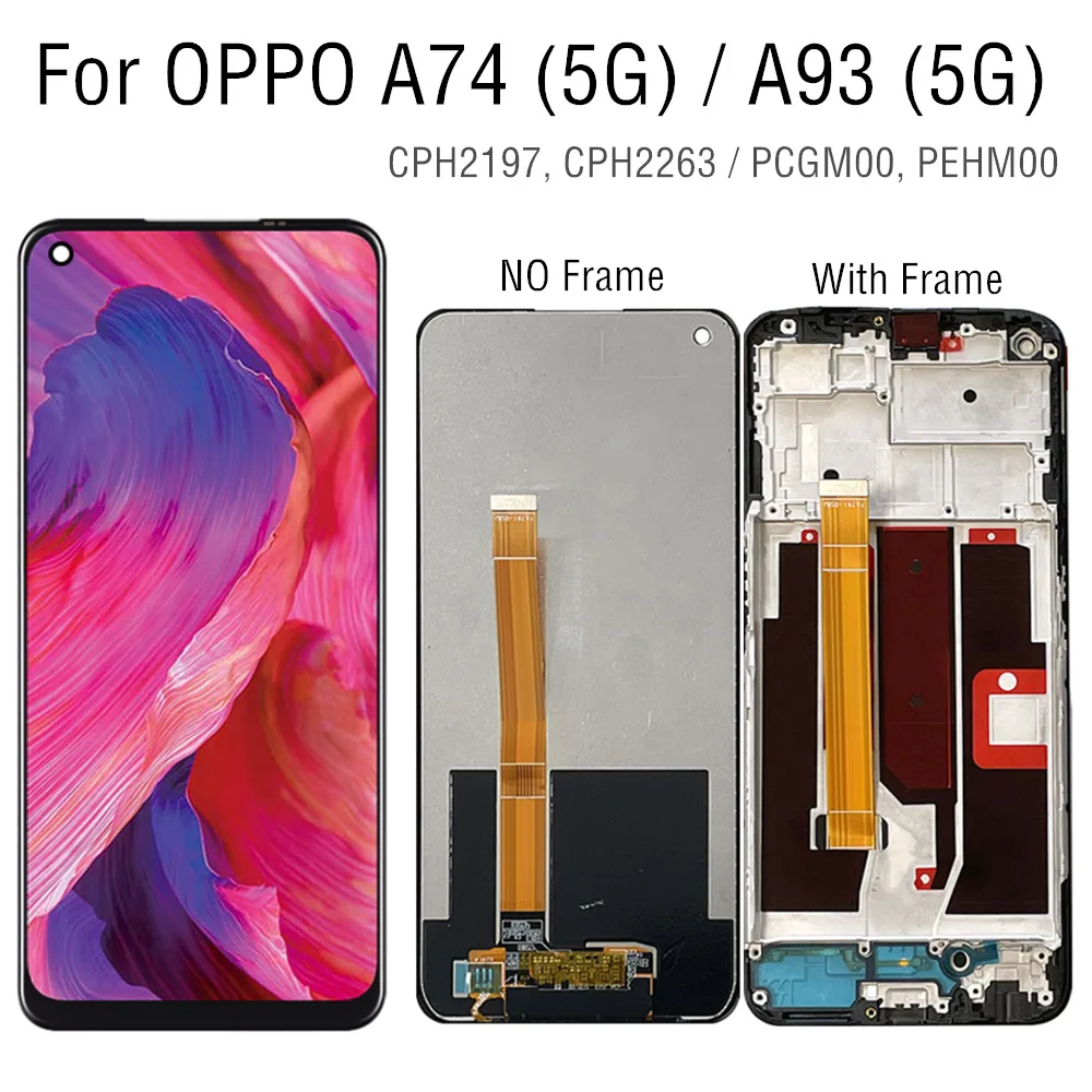 

6.5" LCD for OPPO A74 5G LCD Display Touch Screen Digitizer Assembly Replacement Repair Parts A93 5G CPH2197 2263 PCGM00