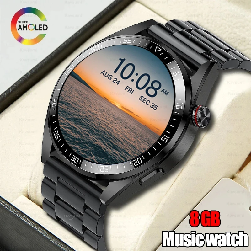 

Kavsumi New Bluetooth Call Smart Watch Men AMOLED Full Touch Screen Sports Fitness Watch 8G Music Smartwatch for Samsung Huawei
