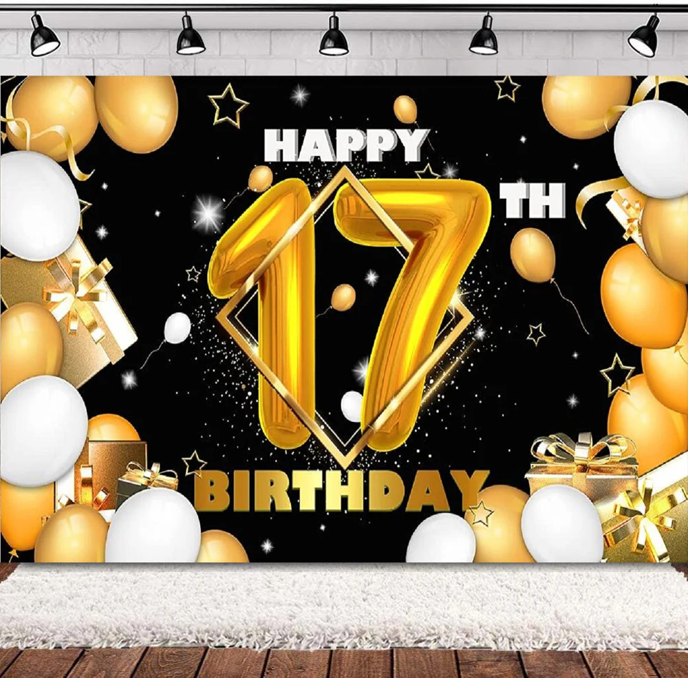 

Фон для фотосъемки с надписью «Happy 17th»