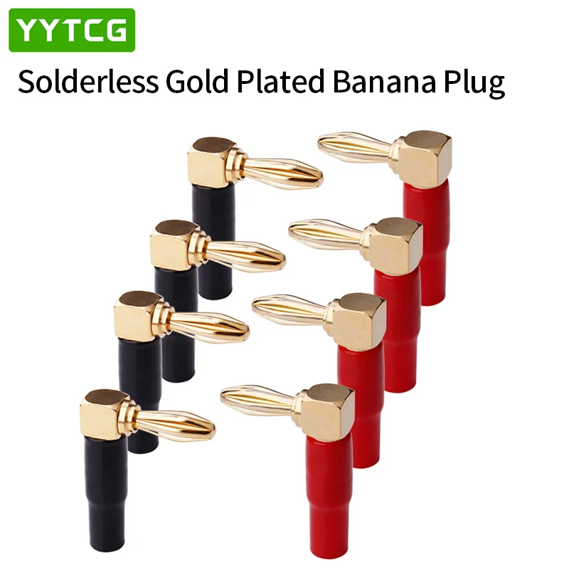 Yytcg 8 peças ângulo reto 90 graus 4mm plugue de banana parafuso tipo l para amplificadores de poste de ligação conector adaptador de alto-falante de vídeo