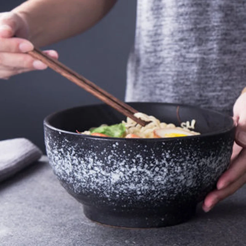 

FANCITY Creative Japanese Ceramic Bowl Large Rice Bowl Ajisen Ramen Bowl Soup Bowl Fruit Salad Bowl Home Vegetable Bowl