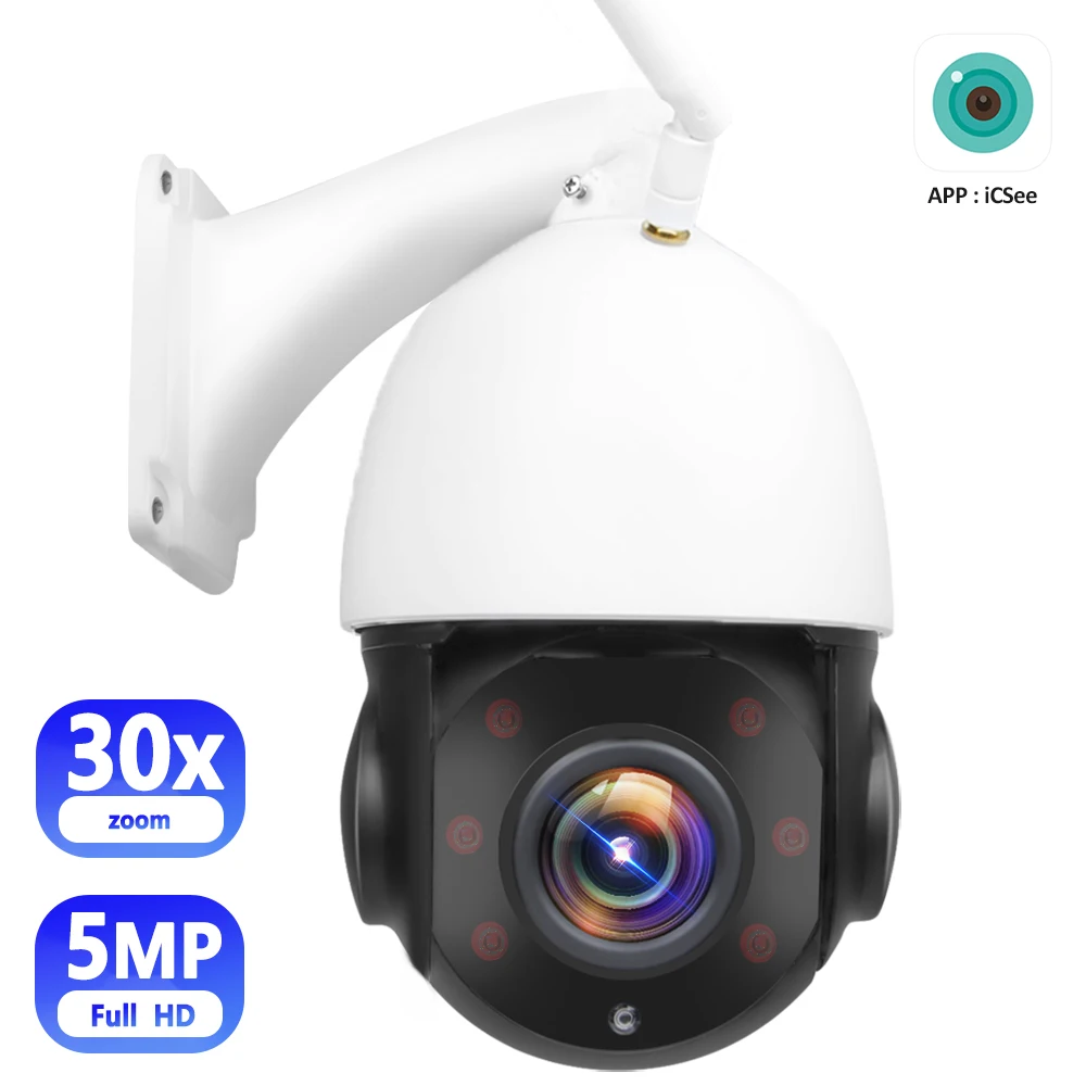 

Outdoor PTZ Camera 5MP HD Wifi IP Camera 30x Zoom CCTV Surveillance Speed Dome Camera AI Tracking Security Cam P2P iCsee Onvif