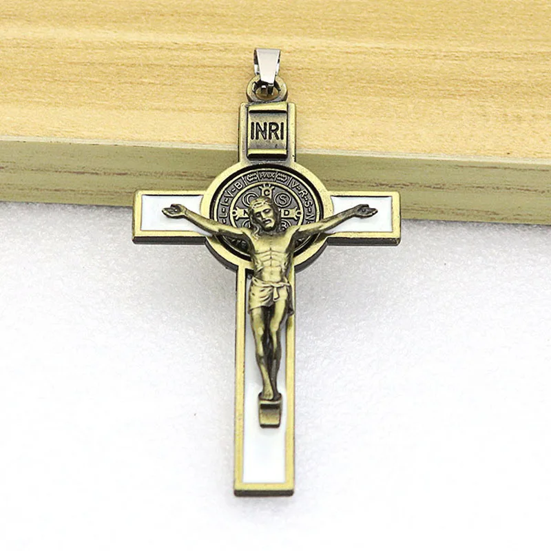 

2Pcs 3 Color 77x44mm Jesus Cross Charms Religious Faith Pendant Fit DIY Jewelry Making Handcrafted Accessories for Jewelry