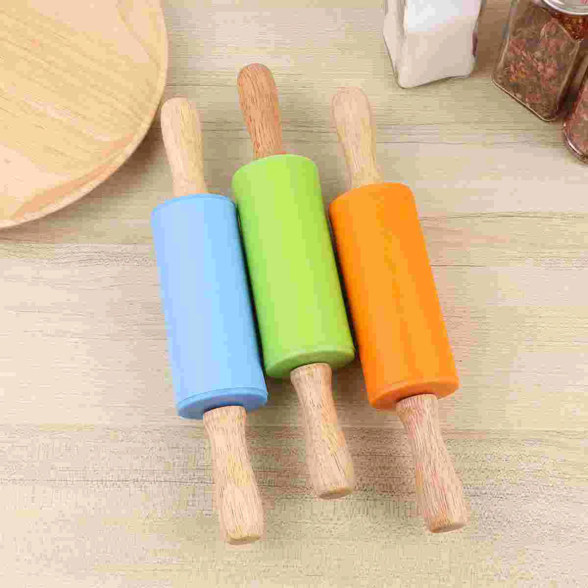 

3pcs Rolling Pin Portable Lightweight Compact Non-stick Silicone Rolling Pin Roller for Children Kids Girls