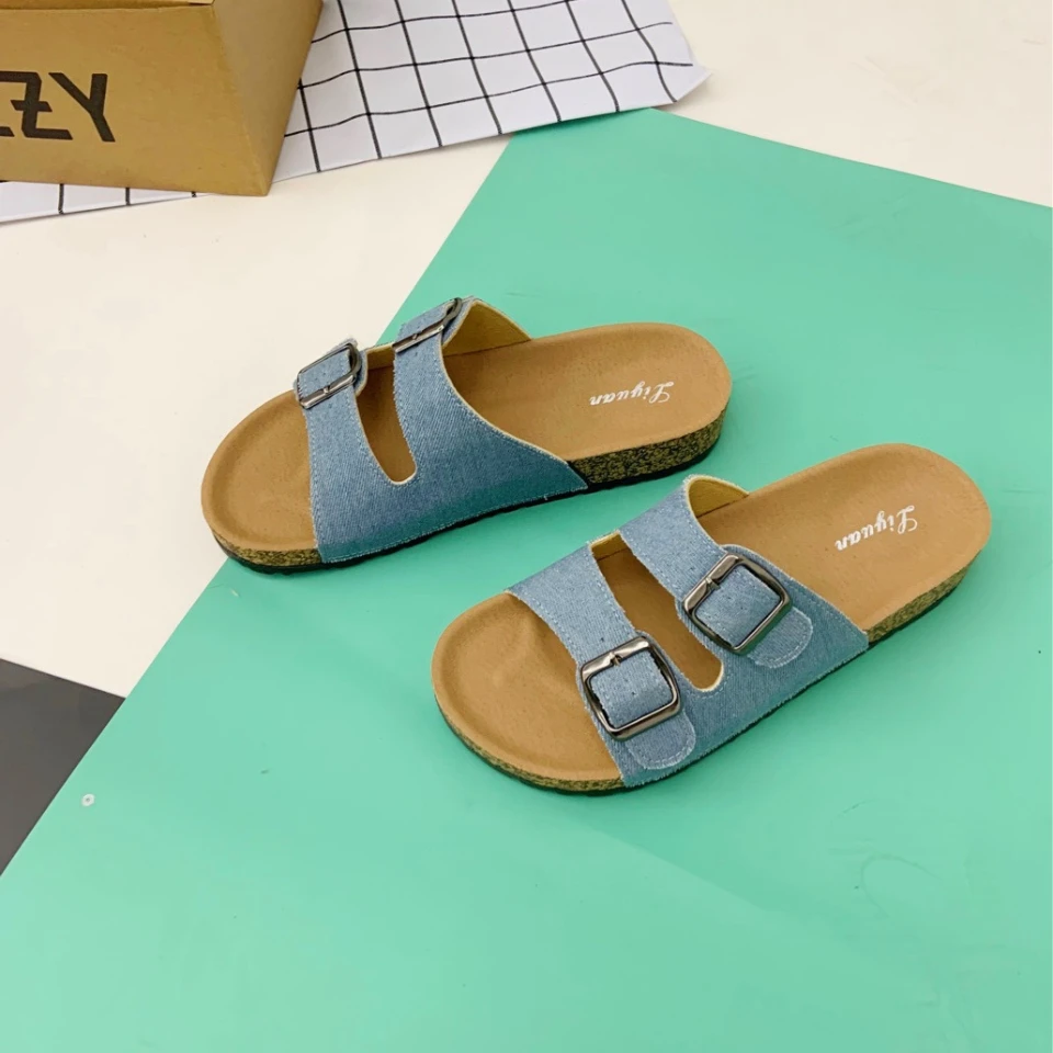 

Cork Slippers Women's Summer Non-slip Outdoor Flat Bottom Beach Sandals Woman Flat Slippers