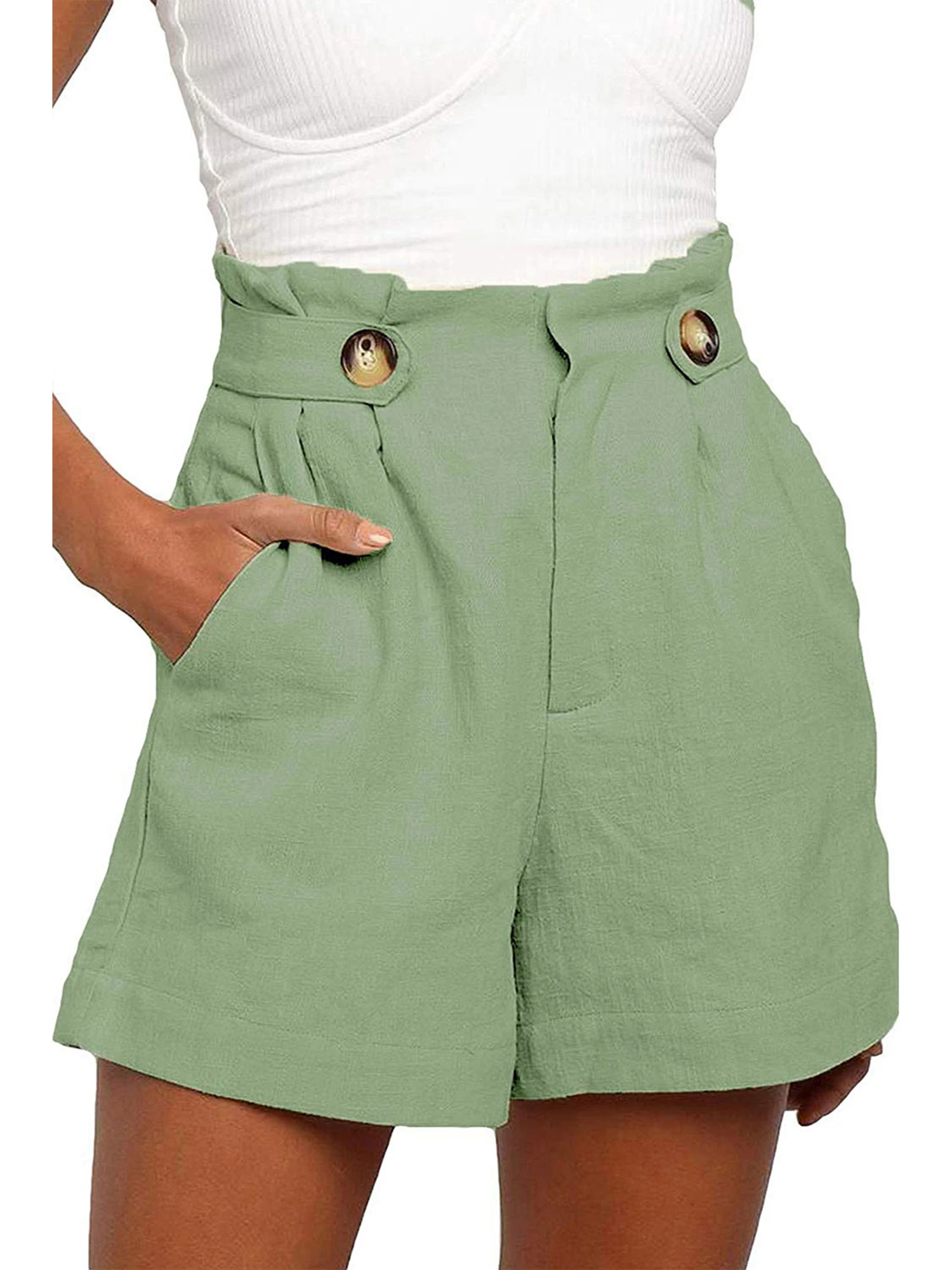 

Women s Summer Casual Wide Leg High Waist Shorts Fashion Comfortable Cuffed Hem Shorts with Pockets