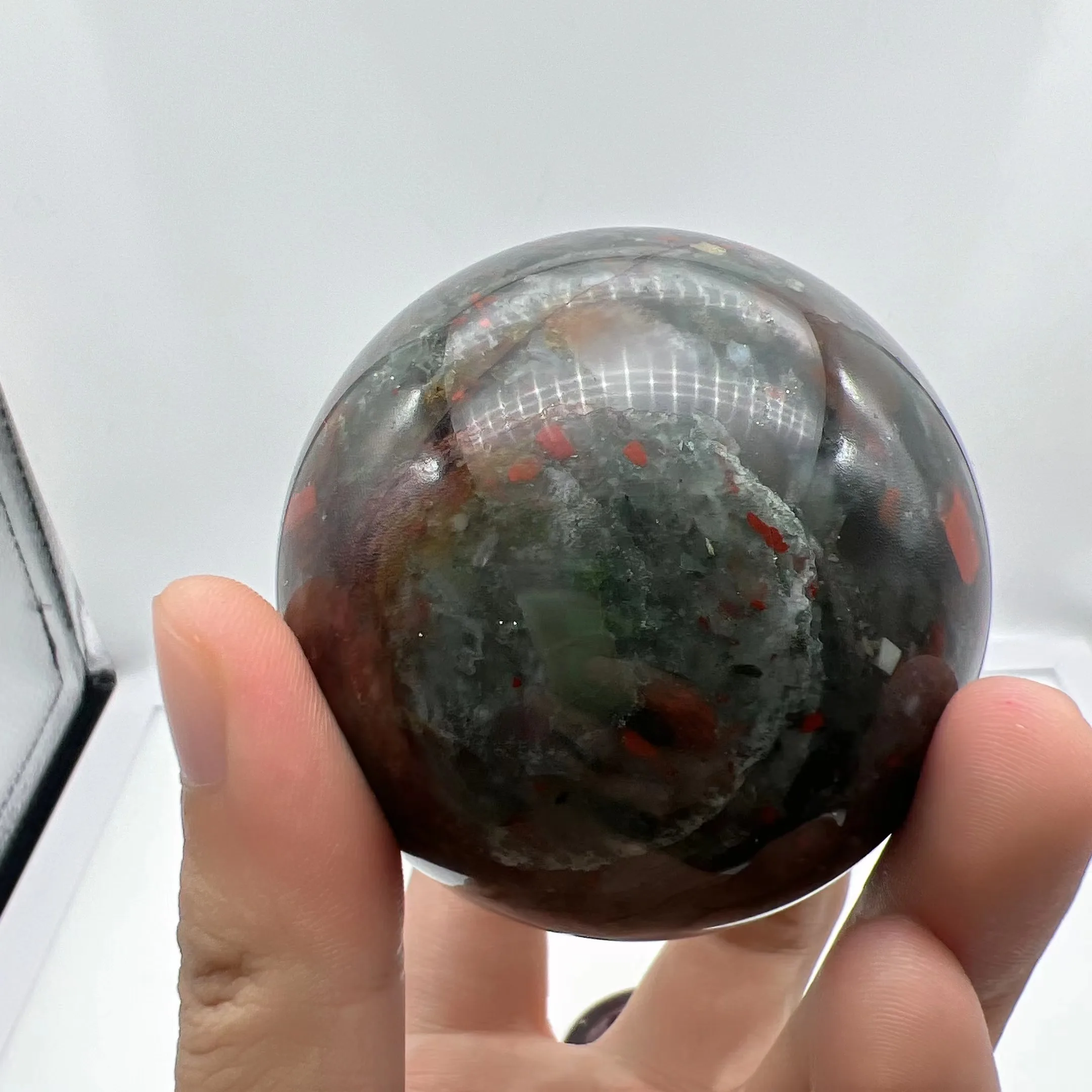 

Natural Blood Stone Reiki Healing Crystal Sphere Hand Massage Ball Feng Shui Home Decoration And Room Decor