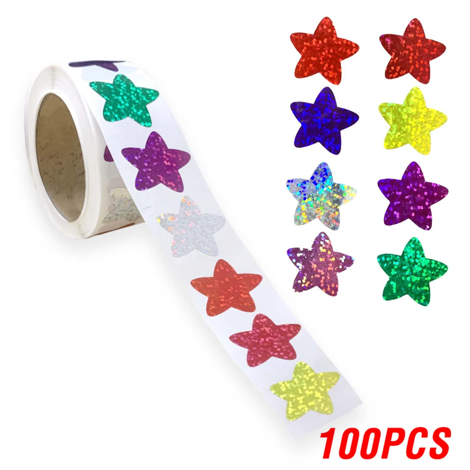 Голографические наклейки звезды для детей 100-500 шт
