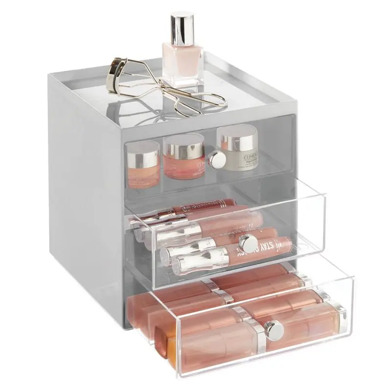 

Plastic 3-Drawer Organizer for Makeup Storage - 3-Tier Storage Organizer - Stackable Organization with Pull-Out Drawers for Bath