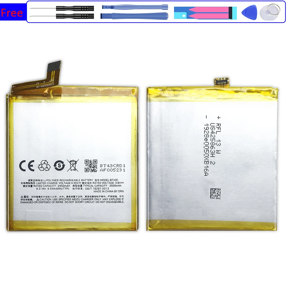 

BT43C Mobile Phone Battery For Meizu Meizy Mei zu M2 mini Meilan 2 M2mini 2500mAh BT 43C with Track Code