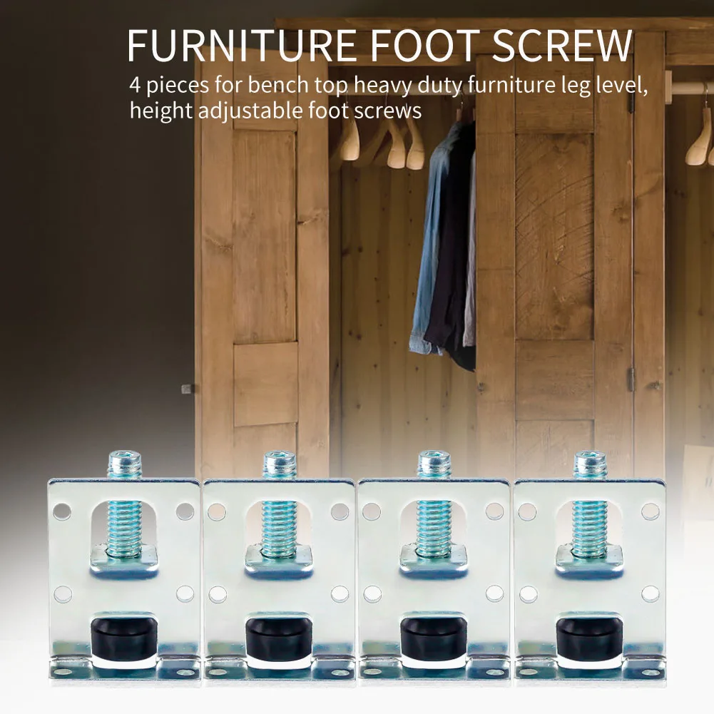

4pcs Anti Slip Foot Screws Shelf Units For Table Hardware Protect Floor Adjustable Height Furniture Leg Leveler Heavy Duty Home