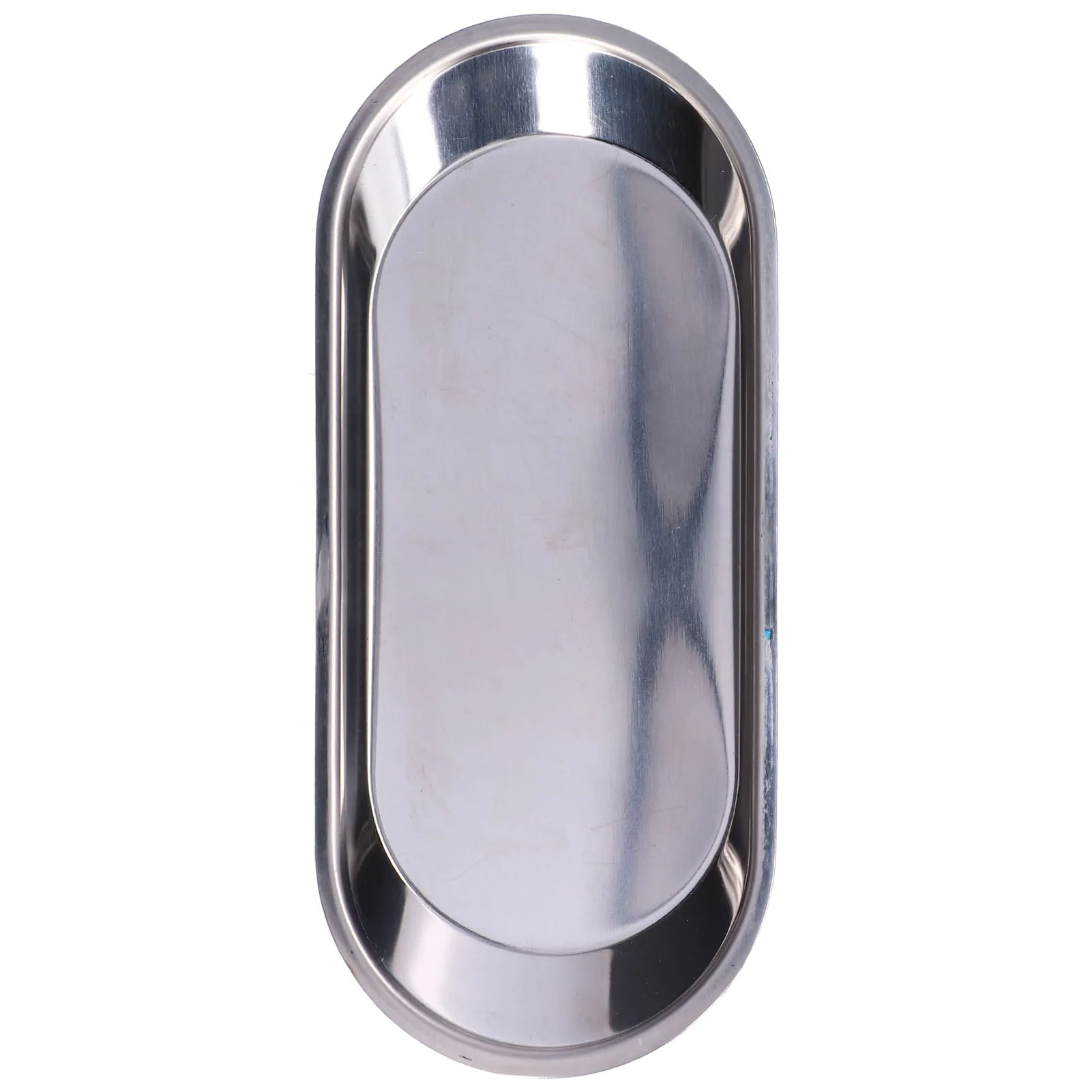 

Small Plate Oval Thickened Stainless Steel Multi‑Purpose Storage Tray for Home BathroomL