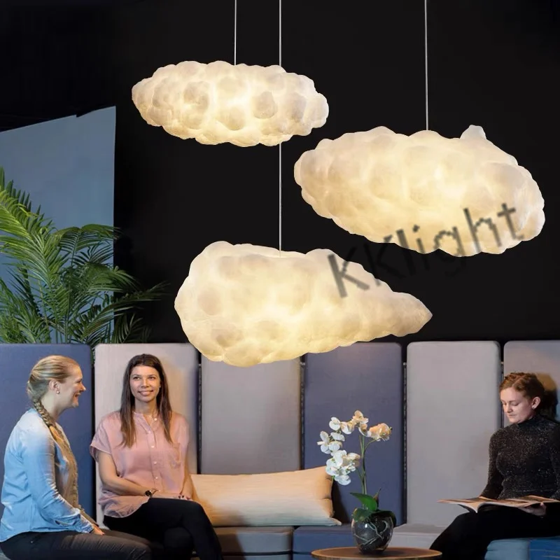

Nature White Cloud Hanging Lamp Cotton Lampshade Nursery School Children Baby Bedroom LED Pendant Light E27 Bulb included