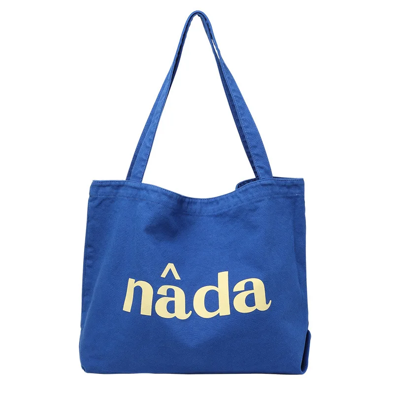 2022 Causal Korean Literay Women's Canvas Bag Large Letter Print Shoulder Bag Ladies Simple Shopping Beach Bag Female Student