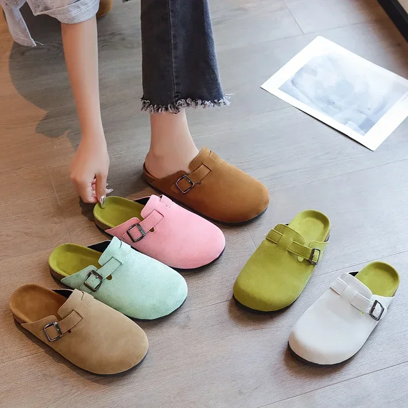 Шлепанцы женские замшевые Классические сандалии с поддержкой свода стопы мягкая