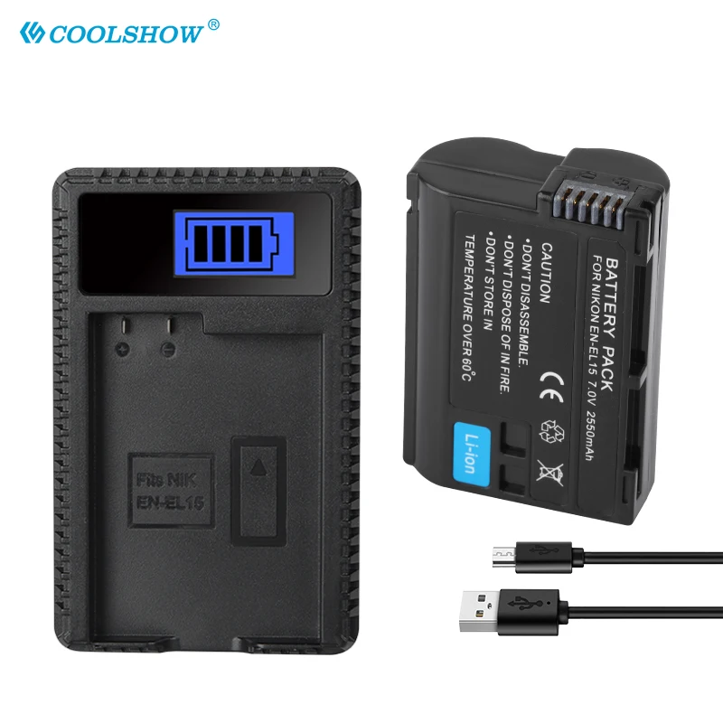 EN-EL15 Battery 2550mah for Nikon DSLR D600 D610 D7000 D7100 D7200 D800 D800E D810 D81 EN EL15 ENEL15 Batteries Charger |