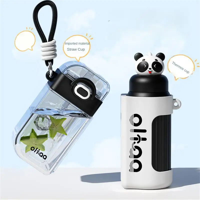 

Kids Stainless Steel Thermos Mug Summer Double Drink Water Cup With Straw Cute Childrens Kettle Insulation Vacuum Bottle