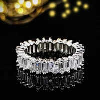 2022 new luxury rose gold silver color princess eternity band ring for women lady anniversary gift jewelry wholesale r5093