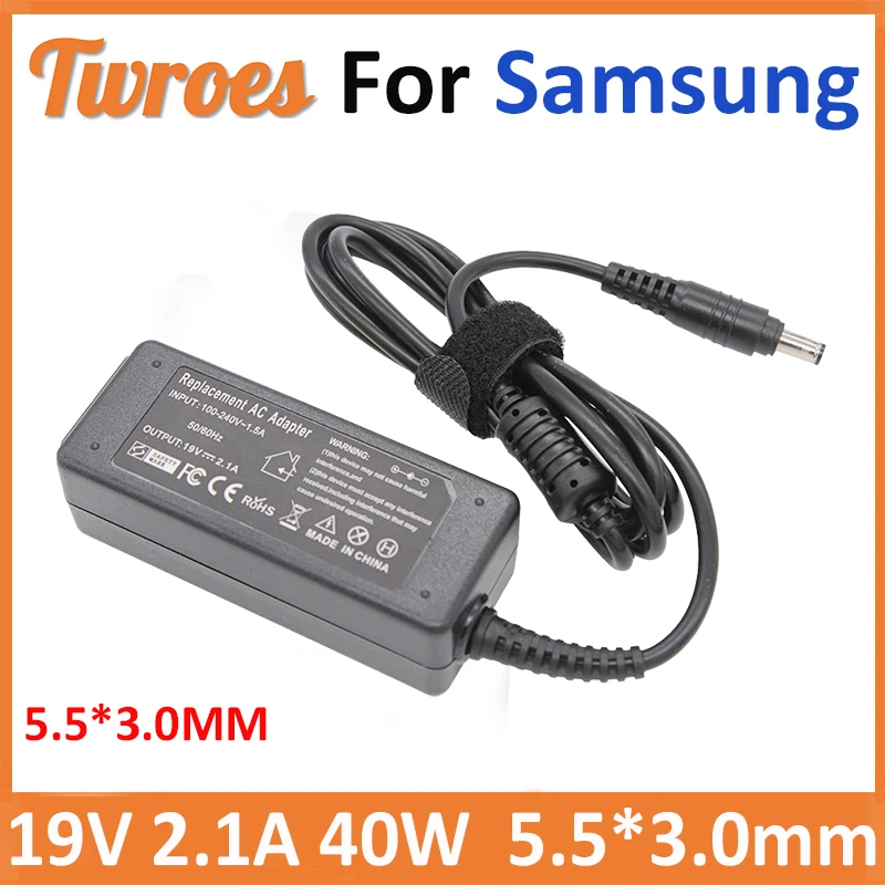

40W 19V 2.1A 5.5*3.0mm Laptop AC Adapter Charger For Samsung Sense 630 pro 680 850 N145 N110 N102S X05 Notebook Power Supply