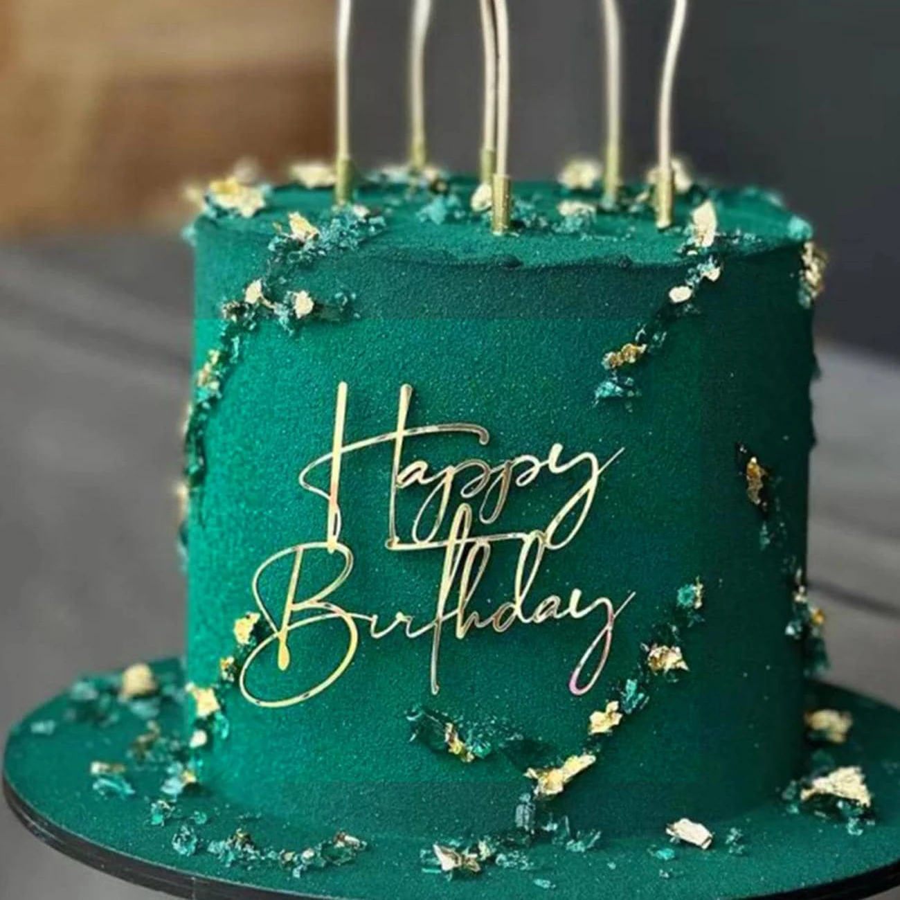 

Золотые акриловые топперы для торта "С днём рождения"