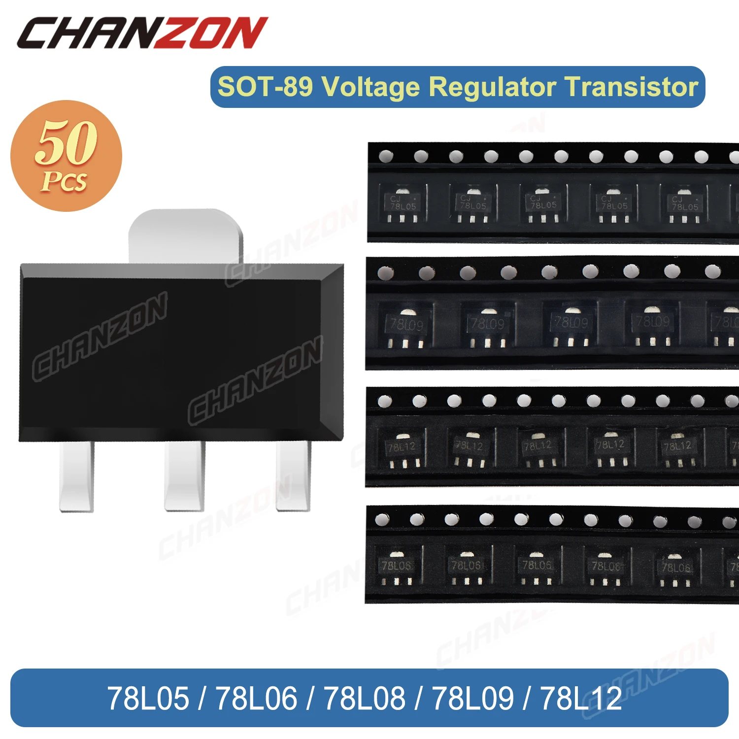 50 шт. Sot89 78L05 78L06 78L08 78L09 78L12 Smd 5 в Трехконтактный регулятор напряжения