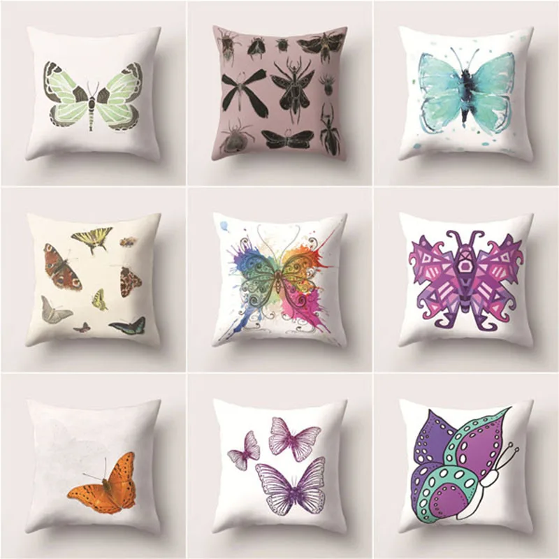

45x45cm Home Decor Colorful Butterfly Cushion Cover Car Sofa Decoration Pillowcase Polyester Pillowcase Pillow Cushion