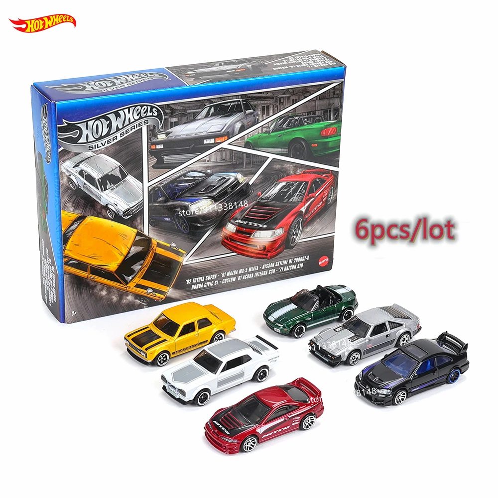 Фото Hot Wheels 2025 JBY77 Silver Label 6 шт./лот Nissan Skyline Datsun Acura сплав маленькая модель автомобиля 1/64 литые под давлением игрушки-автомобили №1