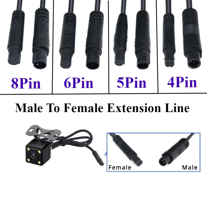4Pin/5Pin/6Pin/8Pin автомобильный удлинитель камеры DVR 1 м/2 м/3 м штекер-гнездо кабель для