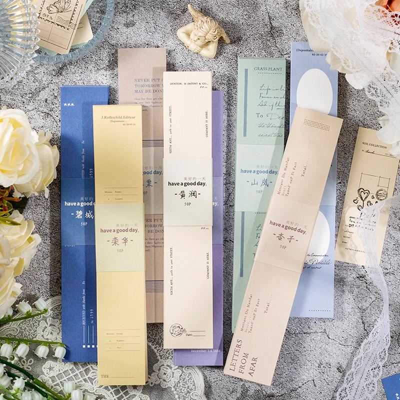 

50pcs Simple Strip Sticky Notes Bookmark Stationery Message Paper Hand Account Scrapbooking DIY Craft Stickers