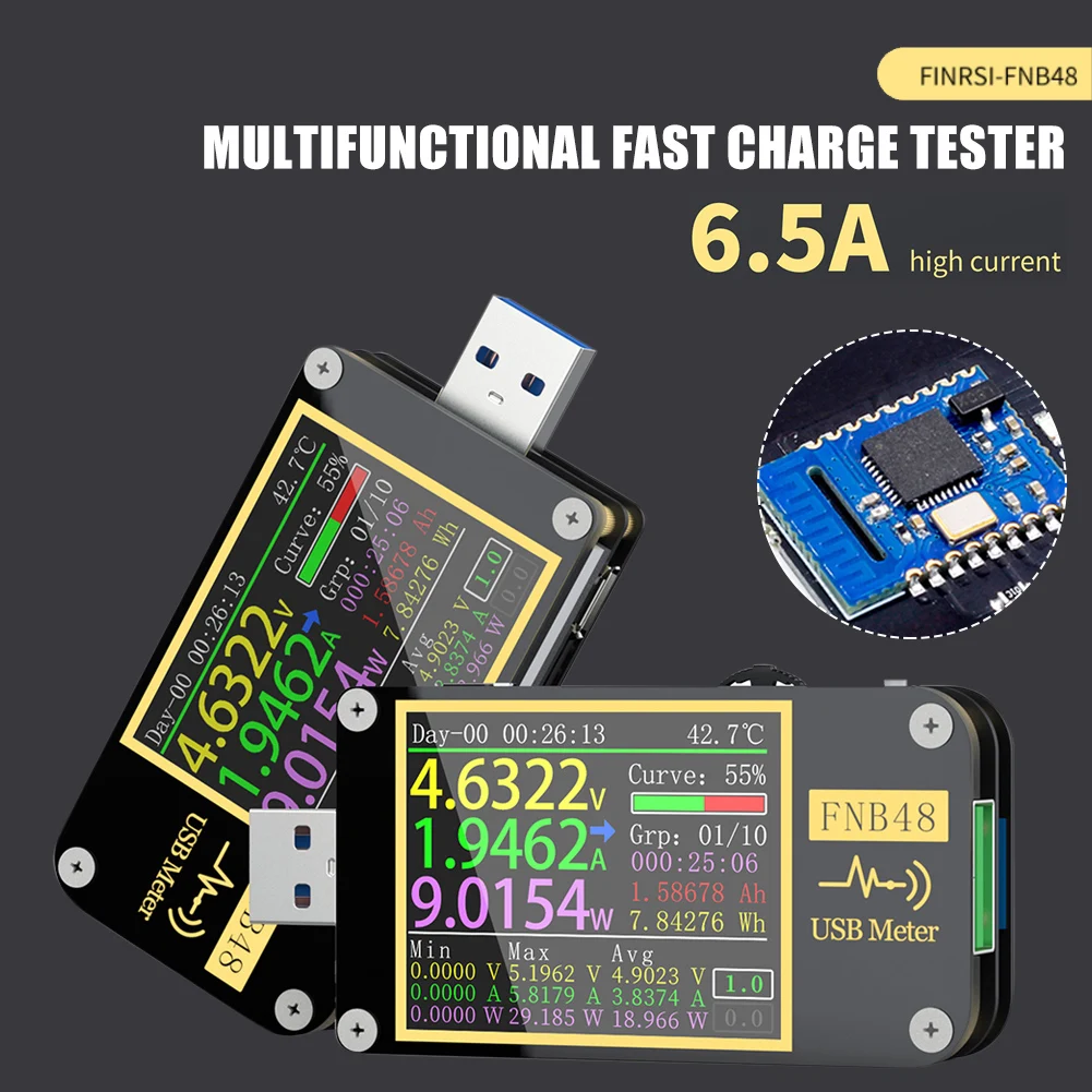 

USB Tester FNB48 PD Trigger Voltmeter Ammeter Current and Voltmeter USB Tester PPS Fast Charging Protocol Capacity Test