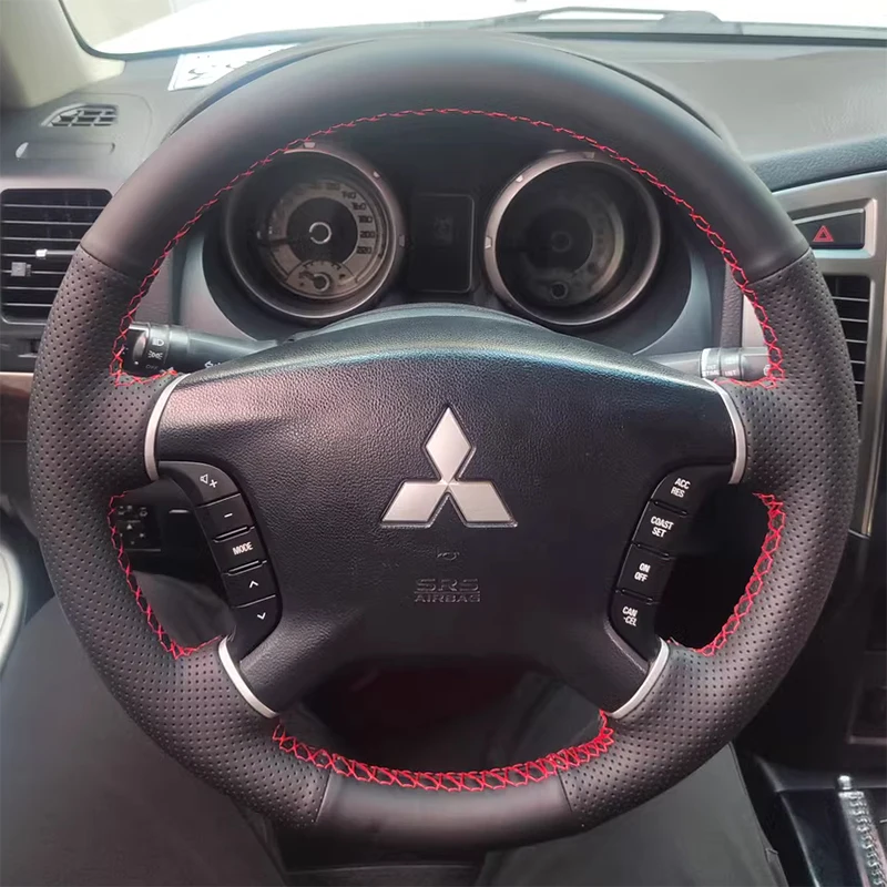 

100% для Mitsubishi Pajero 2007-2014 Galant 2008-2012, прошитый вручную чехол на руль автомобиля из натуральной кожи персикового дерева