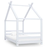 kids bed frame solid pine wood bed bedroom furniture white 80x160 cm