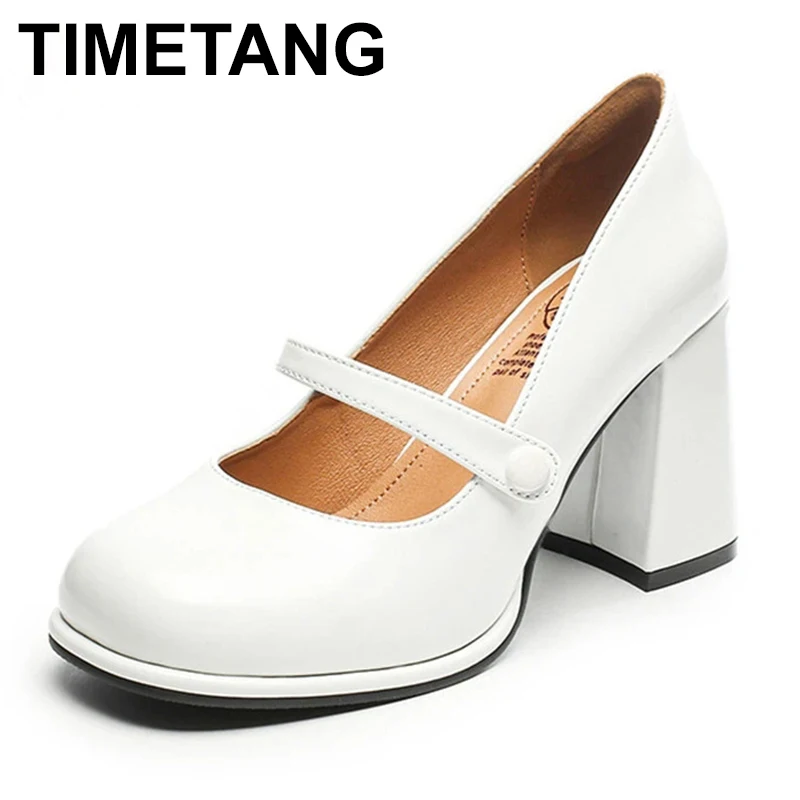 

Women's Singles Shoes High Heeled Genuine Leather Spring 2023 New Vintage Mary Jane Shoes Women's Versatile Shallow Single Shoes