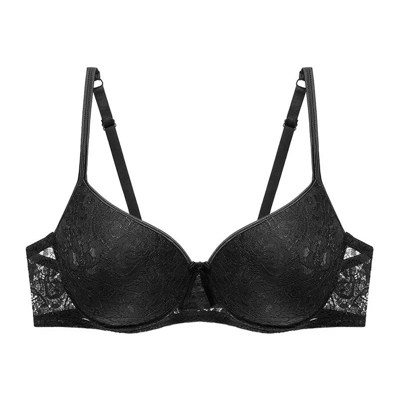 

Women Fashion Sexy Lace Bra Ladies Push Up Bow Underwire Brassiere Daily Female Solid Color Adjustable Underwear