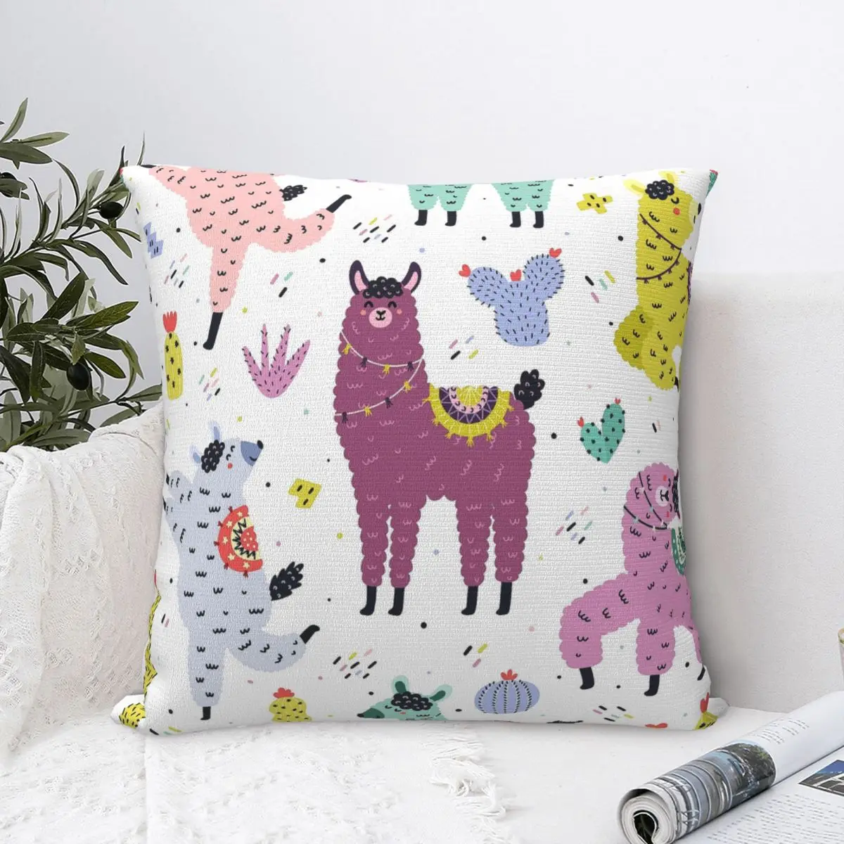 

Beautiful Sheep Throw Pillow Case Alpaca Clever Lively Naughty Lovely Cherubic Backpack Hugpillow Covers DIY Printed Kawaii